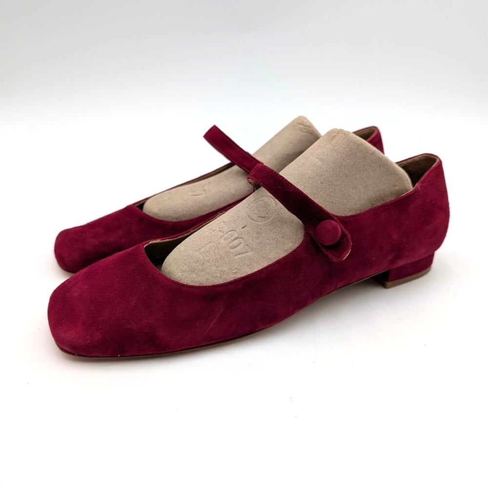 Ann Mashburn Square Toe Mary Jane Flat Shoes Women's Red Size US9 EU39.5